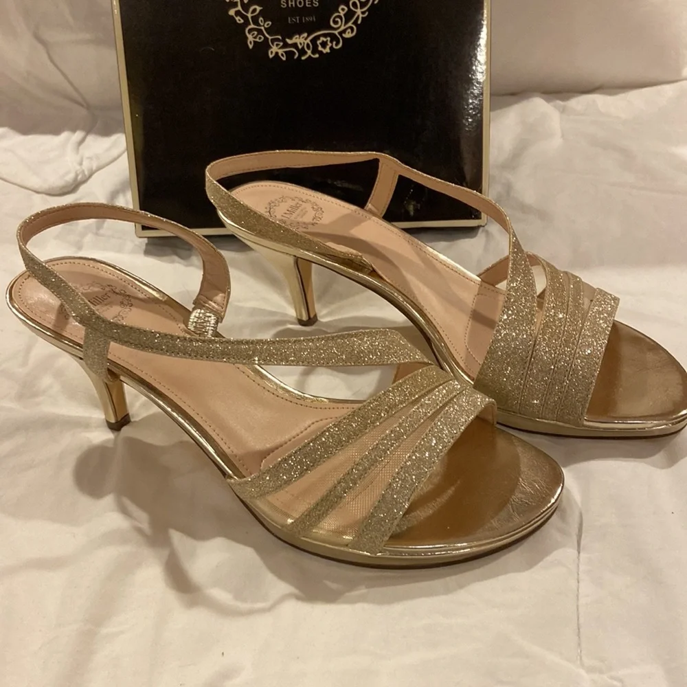 I. Miller Nannett Platino Champagne Heels, Size 8.5 M, VGUC, Sparkle, in box - Picture 3 of 9